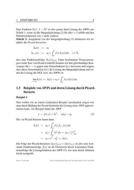 Differentialgleichungen I: Existenz und Eindeutigkeit - JavaPsi