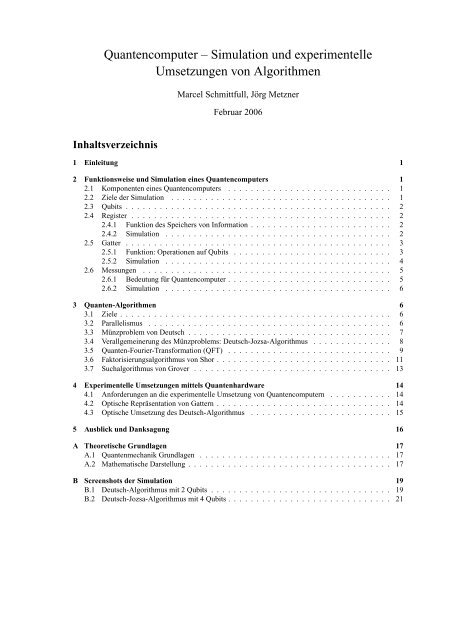 Quantencomputer – Simulation und experimentelle ... - JavaPsi