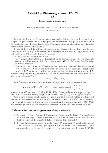 Relativité et Électromagnétisme : TD n°3 - Enseignement en ...