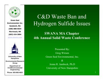 C&D Waste Ban and Hydrogen Sulfide Issues - Solid Waste ...