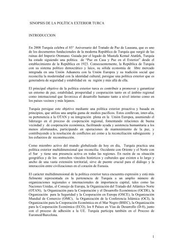 SINOPSIS DE LA POLTICA EXTERIOR TURCA