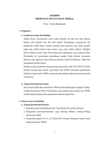 SYLABUS TRIMS DAN PENANAMAN MODAL - Erman dan Hukum