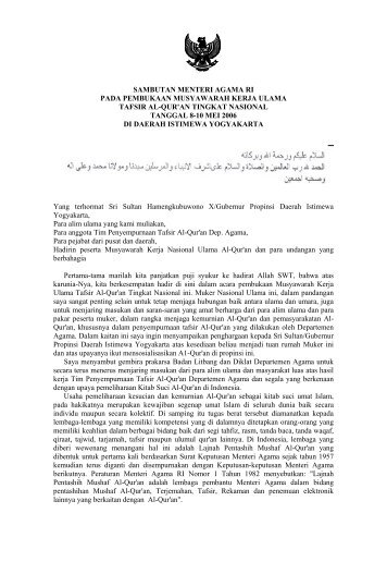 Sambutan menteri agama ri pada acara rapat kerja pejabat 