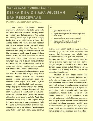 KETIKA KITA DITIMPA MUSIBAH DAN KEKECEWAAN