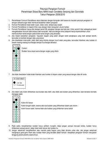 Petunjuk Pengisian Formulir Penerimaan Siswa Baru MAN Insan ...