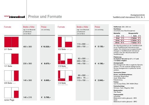 Mediadaten 2010 - Jobs - TextilWirtschaft