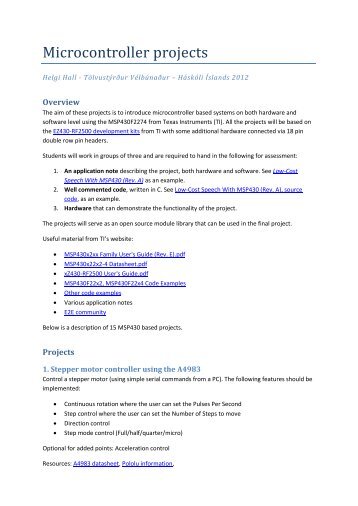 Microcontroller projects - Háskóli Íslands