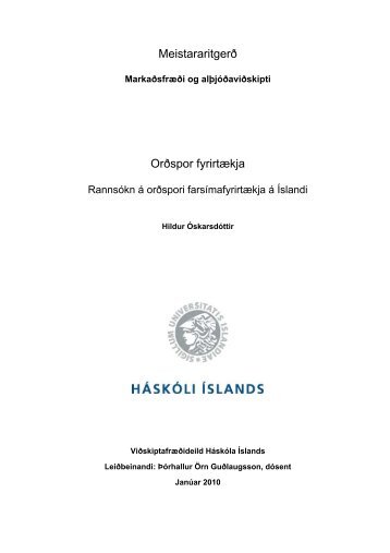 Meistararitgerð Orðspor fyrirtækja - Skemman