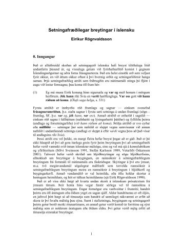 Setningafræðilegar breytingar í íslensku