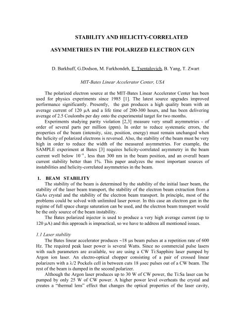 Stability and helicity-correlated asymmetries in the polarized ... - MIT