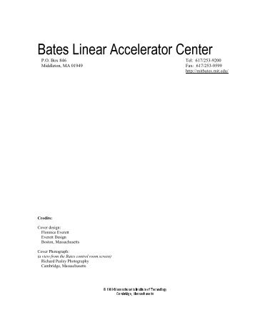 Bates Linear Accelerator Center - MIT
