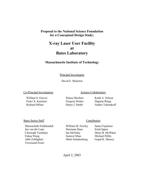 Proposal to NSF for a conceptual Design Study - MIT