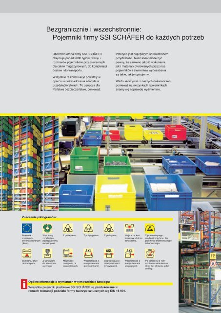 Pojemniki magazynowe, kompletacyjne i transportowe