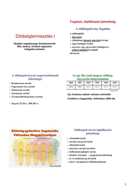 Zöldségtermesztés I - kert.szie.hu