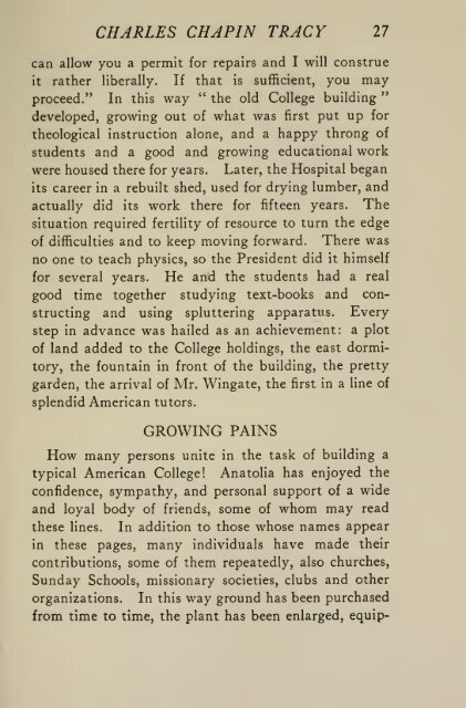 Charles Chapin Tracy, missionary, philanthropist, educator, first ...