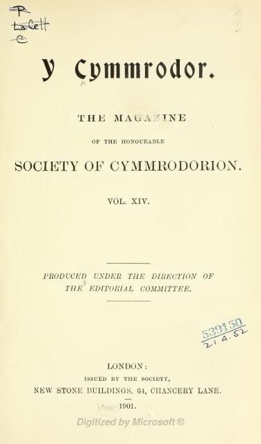 Y Cymmrodor. v. XIV. 1901.