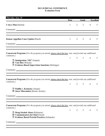 2013 JUDICIAL CONFERENCE Evaluation Form Thursday, June 20 ...
