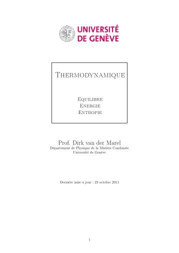 Thermodynamique (2004-2010). - Université de Genève