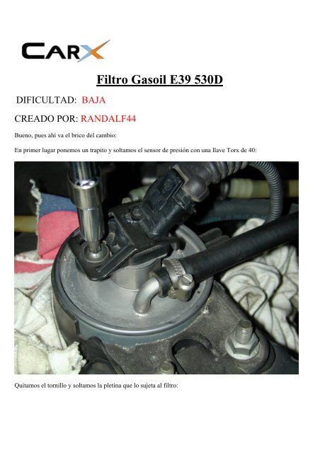 Cambiar filtro gasoil 530D - BMW Carx Spain