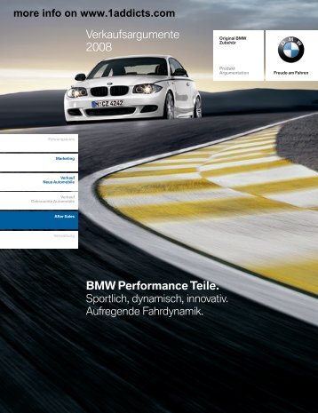 BMW Performance Teile. Verkaufsargumente 2008