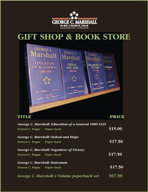 GIFT SHOP & BOOK STORE - The George C. Marshall Foundation