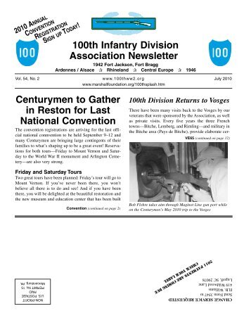 100th Infantry Division Association Newsletter Centurymen to Gather ...