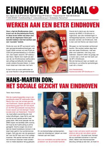 Jaarkrant Eindhoven SPeciaal voorjaar 2009 (pdf file) - SP Eindhoven