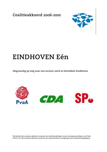 Het coalitieakkoord Eindhoven Een - SP Eindhoven