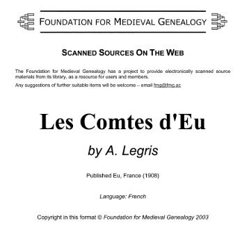 Les Comtes d'Eu - Foundation for Medieval Genealogy