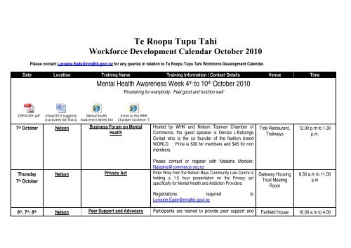 Workforce Development Calendar October 2010 - Nelson ...