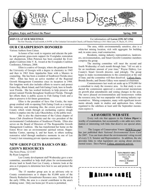 Spring 2008 Calusa Digest - Sierra Club Florida