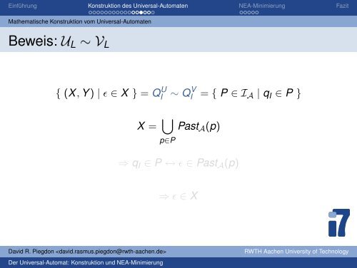 Seminar Angewandte Automatentheorie, WS ... - David R. Piegdon