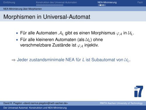 Seminar Angewandte Automatentheorie, WS ... - David R. Piegdon