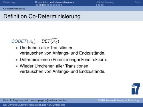 Seminar Angewandte Automatentheorie, WS ... - David R. Piegdon