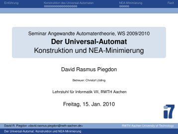 Seminar Angewandte Automatentheorie, WS ... - David R. Piegdon
