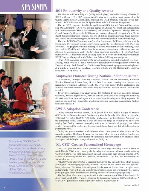 DCFS News Spring Issue - Los Angeles County Department of ...