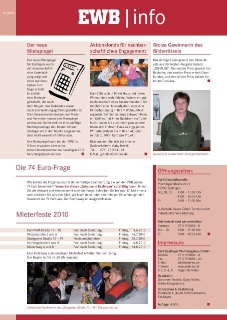 Mieterzeitung 1/2010 - Esslinger Wohnungsbau GmbH
