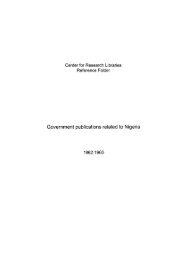 Government publications related to Nigeria - Center for Research ...