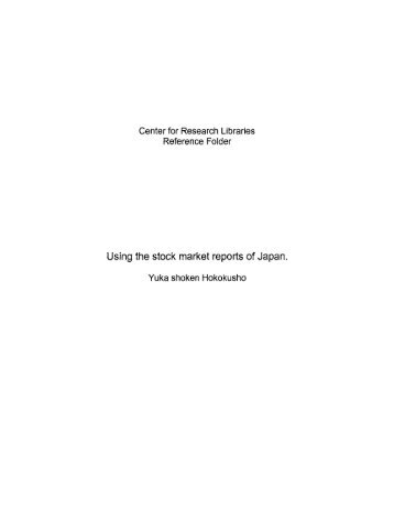 Using the stock market reports of Japan. Yuka shoken Hokokusho