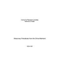 Missionary Periodicals from the China Mainland - Center for ...