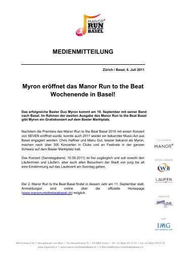 Myron eröffnet das Manor Run to the Beat ... - IMG (Schweiz)