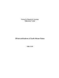 Official publications of South African States - Center for Research ...