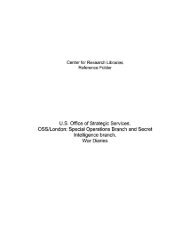 US Office of Strategic Services. OSS/London - Center for Research ...