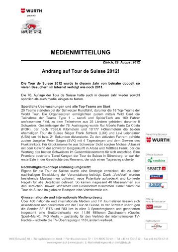 Andrang auf Tour de Suisse 2012! - IMG (Schweiz)