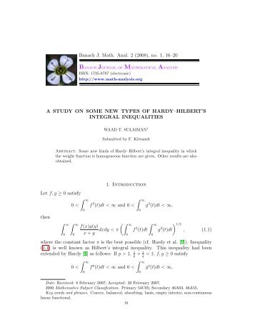 Banach J. Math. Anal. 2 (2008), no. 1, 16–20 A STUDY ON ... - EMIS