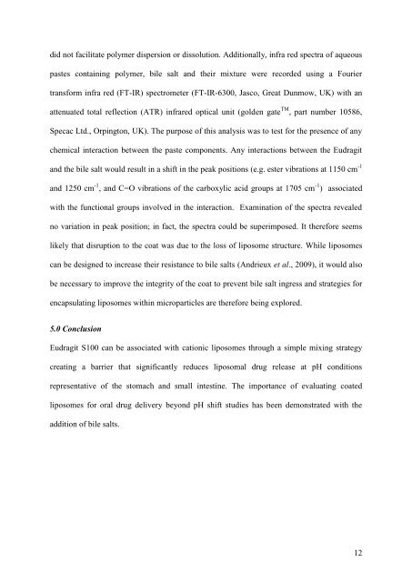 Evaluation of liposomes coated with a pH responsive - University of ...