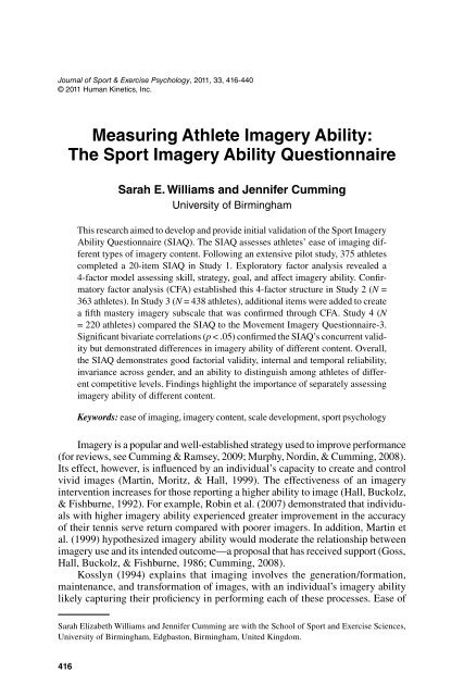 Measuring Athlete Imagery Ability: The Sport ... - ResearchGate