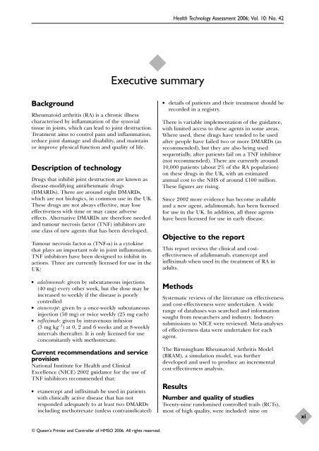 A systematic review of the effectiveness of adalimumab