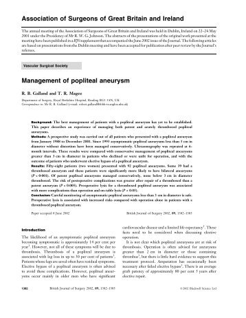 Popliteal aneurysm (Galland 2002).pdf - Surgery