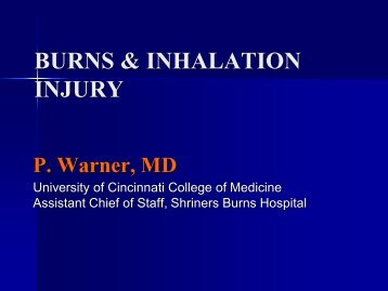 Burns and Inhalation Injury - Surgery - University of Cincinnati